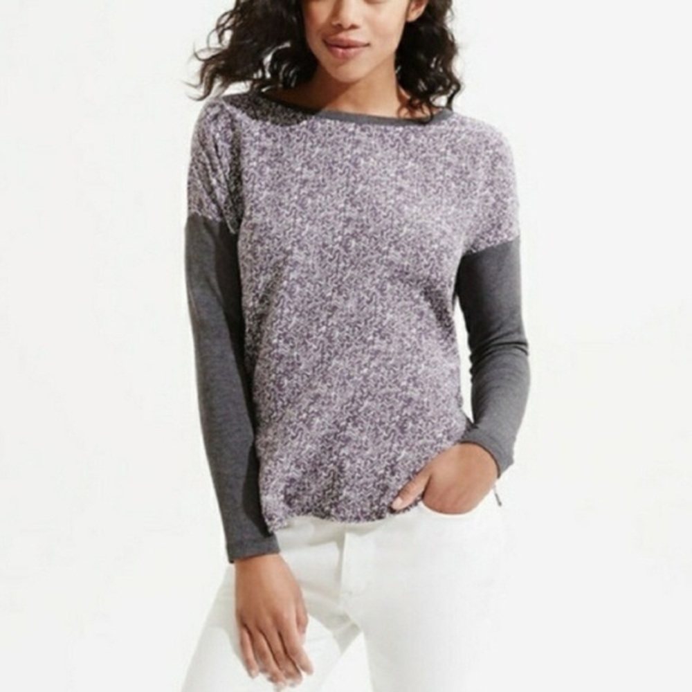 Lou & Grey herringbone mixed media long sleeve